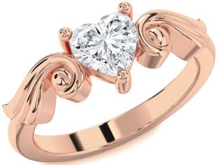 Diamond Rose Gold Heart Solitaire Engagement Ring