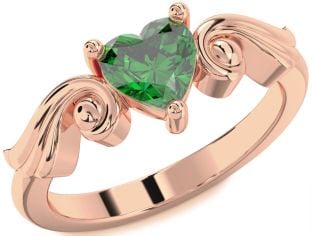 Emerald Rose Gold Heart Solitaire Engagement Ring