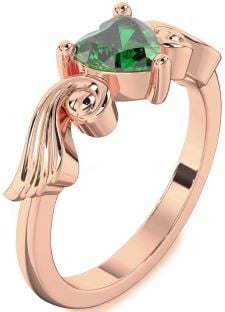 Emerald Rose Gold Heart Solitaire Engagement Ring