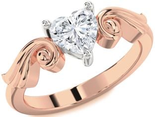 Diamond Platinum & Rose Gold Heart Solitaire Engagement Ring