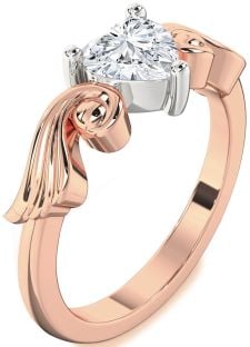 Diamond White Rose Gold Heart Solitaire Engagement Ring