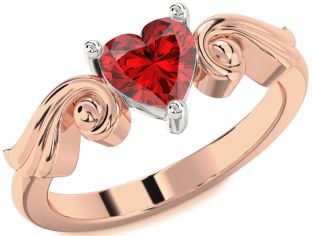 Ruby Platinum & Rose Gold Heart Solitaire Engagement Ring