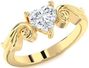 Diamond Gold Heart Solitaire Engagement Ring