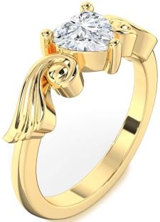 Diamond Gold Heart Solitaire Engagement Ring