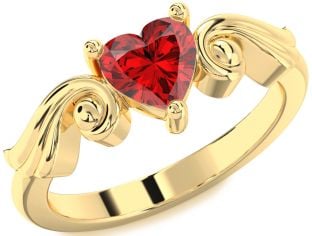 Ruby Gold Heart Solitaire Engagement Ring