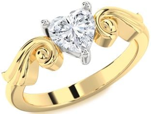Diamond Platinum & Yellow Gold Heart Solitaire Engagement Ring