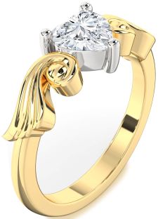 Diamond White Yellow Gold Heart Solitaire Engagement Ring