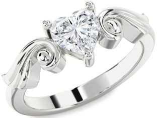 Diamond Platinum Heart Solitaire Engagement Ring