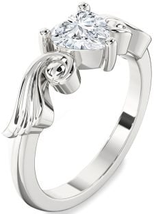 Diamond White Gold Heart Solitaire Engagement Ring