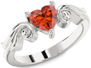 Amethyst Platinum Heart Solitaire Engagement Ring