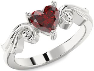 Amethyst Platinum Heart Solitaire Engagement Ring