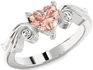 Amethyst Platinum Heart Solitaire Engagement Ring