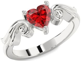 Ruby Platinum Heart Solitaire Engagement Ring