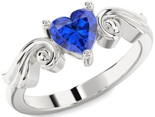Blue Sapphire Platinum Heart Solitaire Engagement Ring