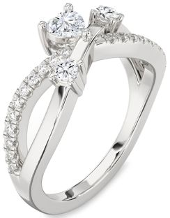 Diamond White Gold Heart Three Stone Ring