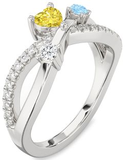 Diamond White Gold Heart Three Stone Mother's Ring