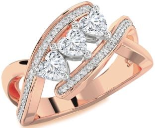Diamond Platinum & Rose Gold Heart Three Stone Ring
