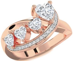 Diamond Rose Gold Heart Four Stone Ring