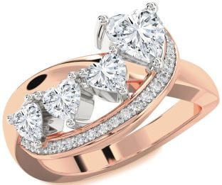 Diamond Platinum & Rose Gold Heart Four Stone Ring