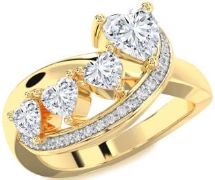 Diamond Gold Heart Four Stone Ring