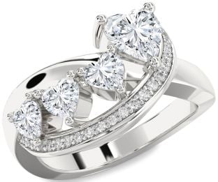 Diamond Platinum Heart Four Stone Ring