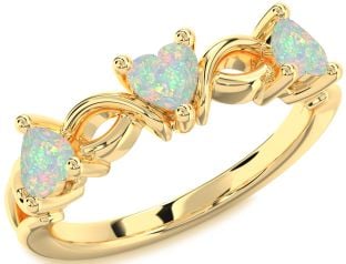 Emerald Gold Heart Knot Three Stone Birthstone Ring