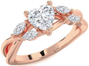 Diamond Rose Gold Heart Engagement Ring