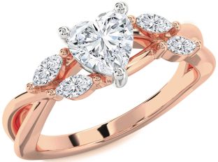 Diamond White Rose Gold Heart Engagement Ring