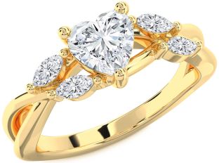 Diamond Gold Heart Solitaire Engagement Ring