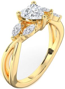 Diamond Gold Heart Engagement Ring