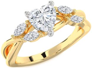 Diamond Platinum & Yellow Gold Heart Engagement Ring