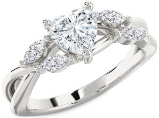 Diamond White Gold Heart Solitaire Engagement Ring