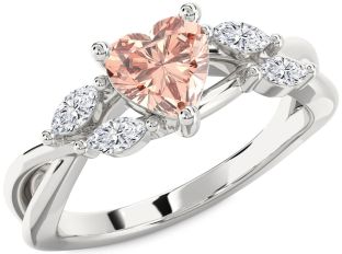 Diamond Amethyst Platinum Heart Engagement Ring