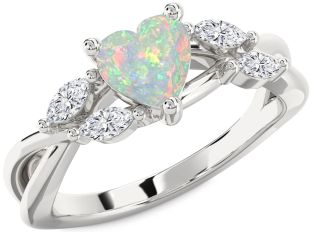 Diamond Amethyst Platinum Heart Engagement Ring