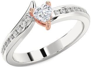 Diamond White Rose Gold Heart Promise Ring