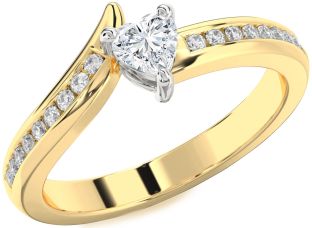 Diamond White Yellow Gold Heart Promise Ring