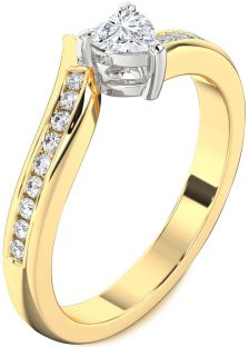 Diamond White Yellow Gold Heart Pave Promise Ring