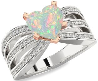 Diamond Amethyst Platinum & Rose Gold Heart Solitaire Pave Engagement Ring