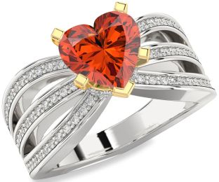 Diamond Amethyst Platinum & Yellow Gold Heart Solitaire Pave Engagement Ring