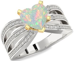 Diamond Amethyst Platinum & Yellow Gold Heart Solitaire Pave Engagement Ring