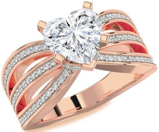 Diamond Rose Gold Heart Solitaire Pave Engagement Ring