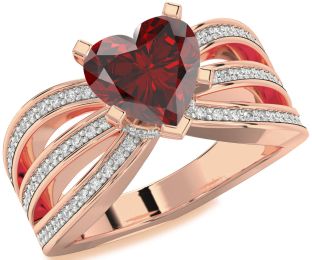 Diamond Amethyst Rose Gold Heart Solitaire Pave Engagement Ring