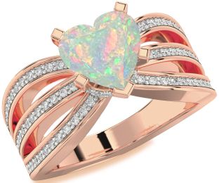 Diamond Amethyst Rose Gold Heart Solitaire Pave Engagement Ring