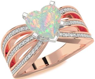 Diamond Amethyst Platinum & Rose Gold Heart Solitaire Pave Engagement Ring