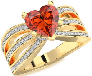 Diamond Amethyst Gold Heart Solitaire Pave Engagement Ring