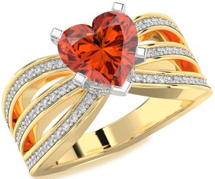 Diamond Amethyst Platinum & Yellow Gold Heart Solitaire Pave Engagement Ring