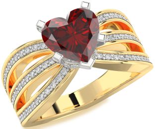 Diamond Amethyst Platinum & Yellow Gold Heart Solitaire Pave Engagement Ring