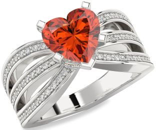 Diamond Amethyst Platinum Heart Solitaire Pave Engagement Ring