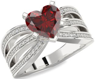 Diamond Amethyst Platinum Heart Solitaire Pave Engagement Ring