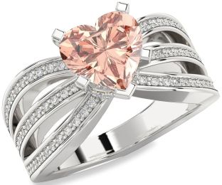 Diamond Amethyst Platinum Heart Solitaire Pave Engagement Ring